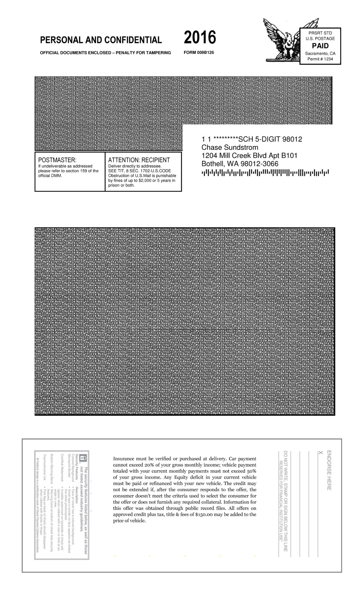 FLAT 8.5x14 eagle check snap pack 14 inch