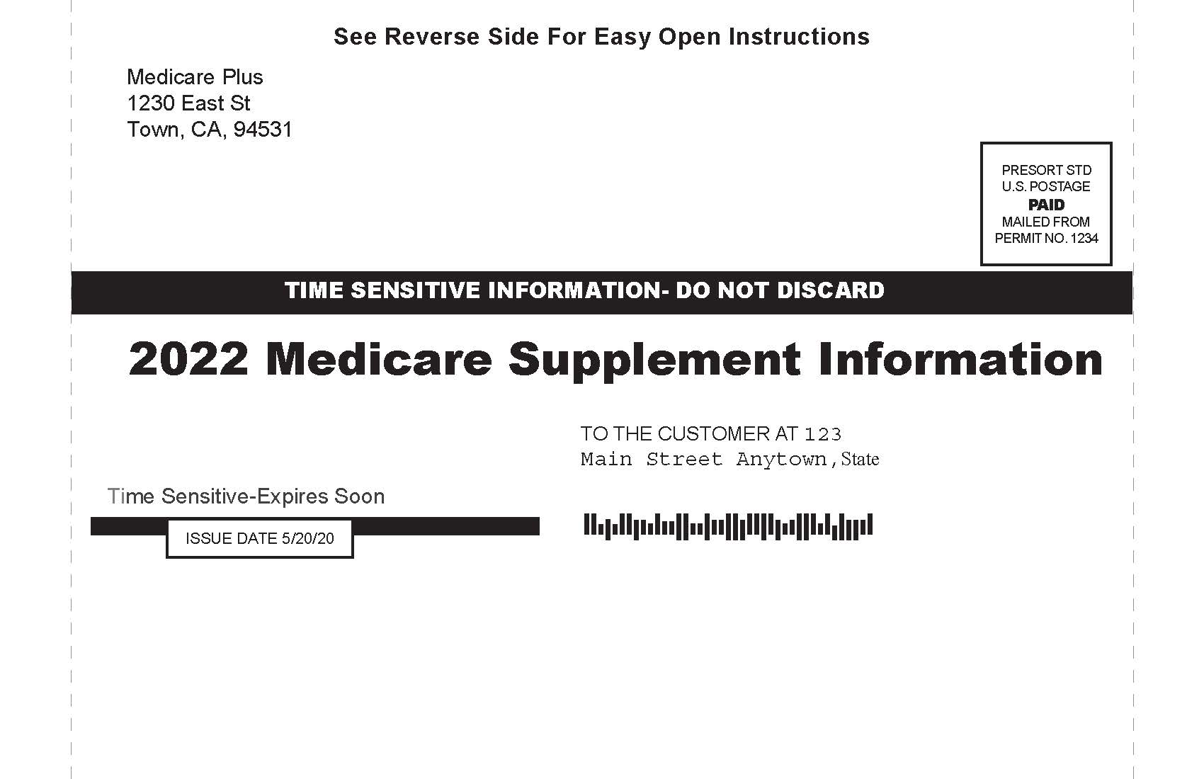 Single fold snap pack black and white medicare supplement