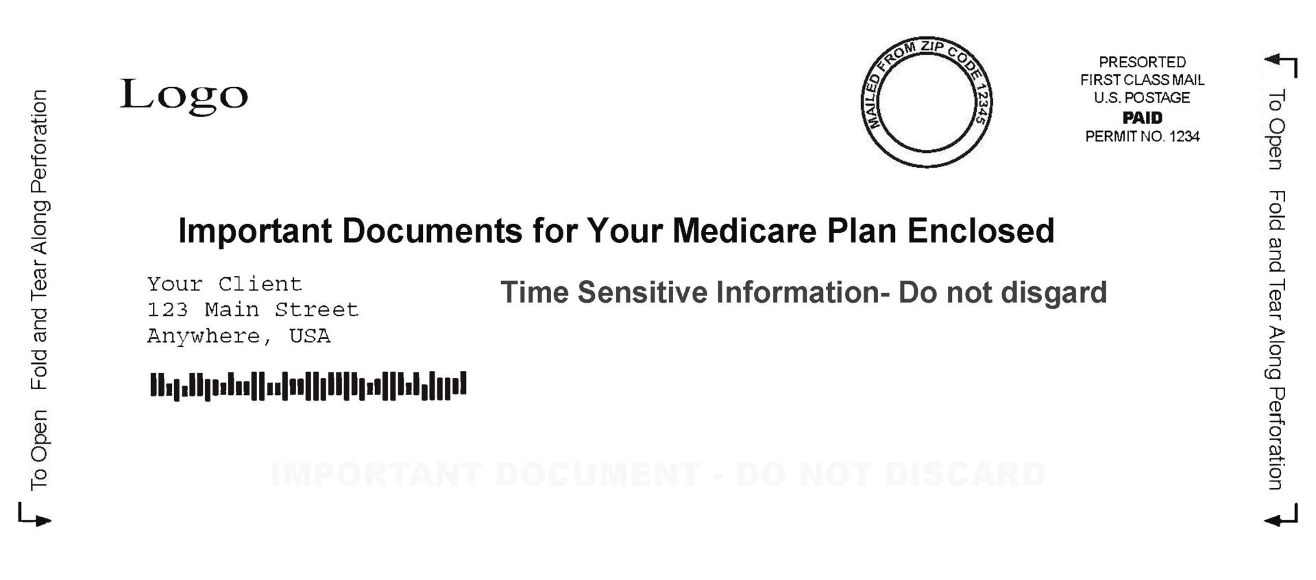 Z fold Black and White Medicare Documents Snap Pack